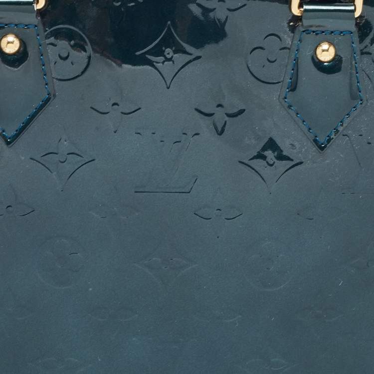 Pre Owned Louis Vuitton Blue Nuit Monogram Vernis Alma GM Bag