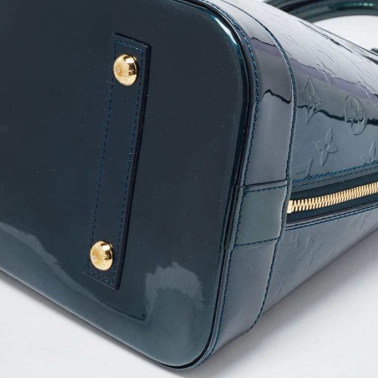 Pre Owned Louis Vuitton Blue Nuit Monogram Vernis Alma GM Bag