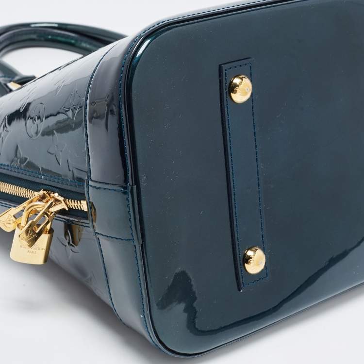 Pre Owned Louis Vuitton Blue Nuit Monogram Vernis Alma GM Bag