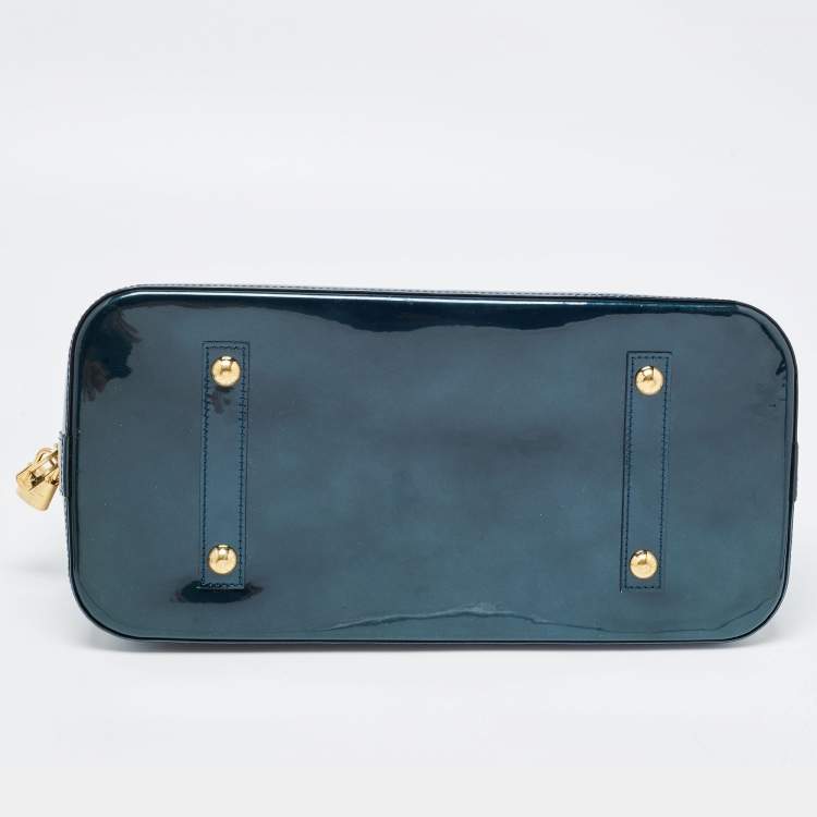 Pre Owned Louis Vuitton Blue Nuit Monogram Vernis Alma GM Bag