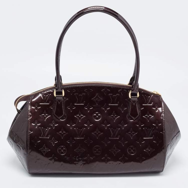 Pre Owned Louis Vuitton Amarante Monogram Vernis Sherwood GM Bag