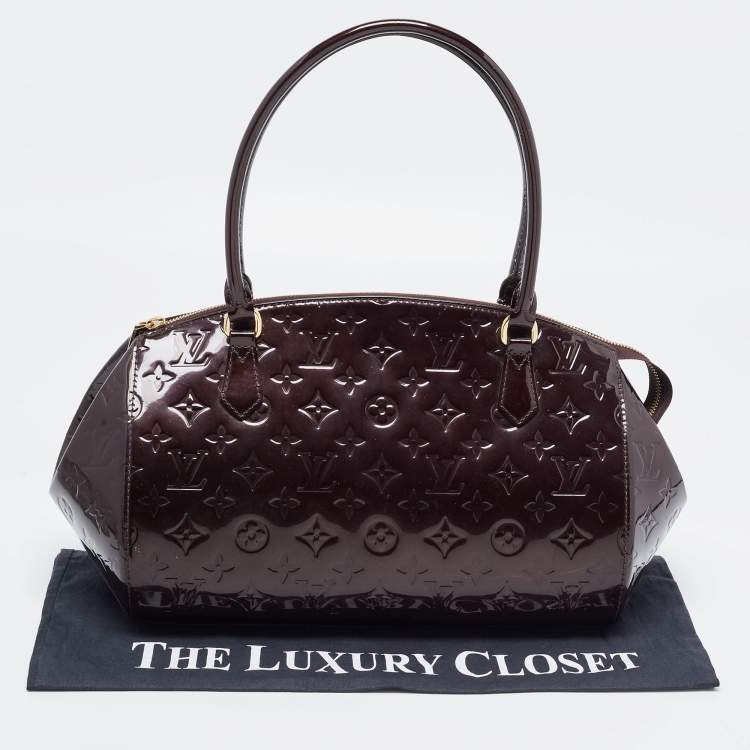 Pre Owned Louis Vuitton Amarante Monogram Vernis Sherwood GM Bag