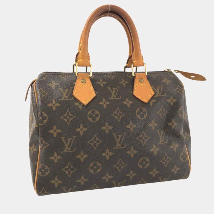 Pre Owned Louis Vuitton Brown Canvas Monogram Speedy 25 Satchel Bag 