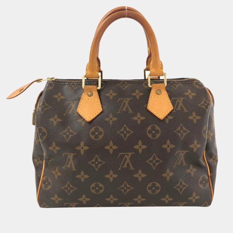 Pre Owned Louis Vuitton Brown Canvas Monogram Speedy 25 Satchel Bag 