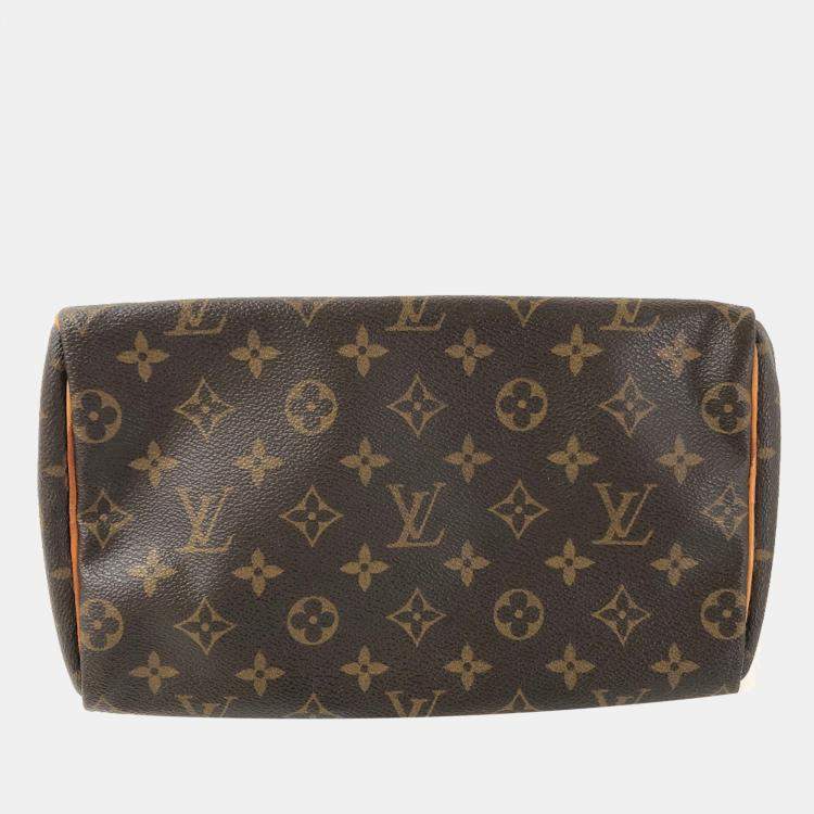Pre Owned Louis Vuitton Brown Canvas Monogram Speedy 25 Satchel Bag 