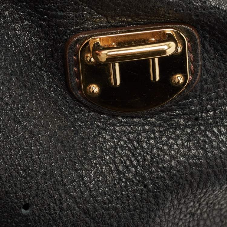 Pre Owned Louis Vuitton Black Monogram Mahina Leather Surya L Bag