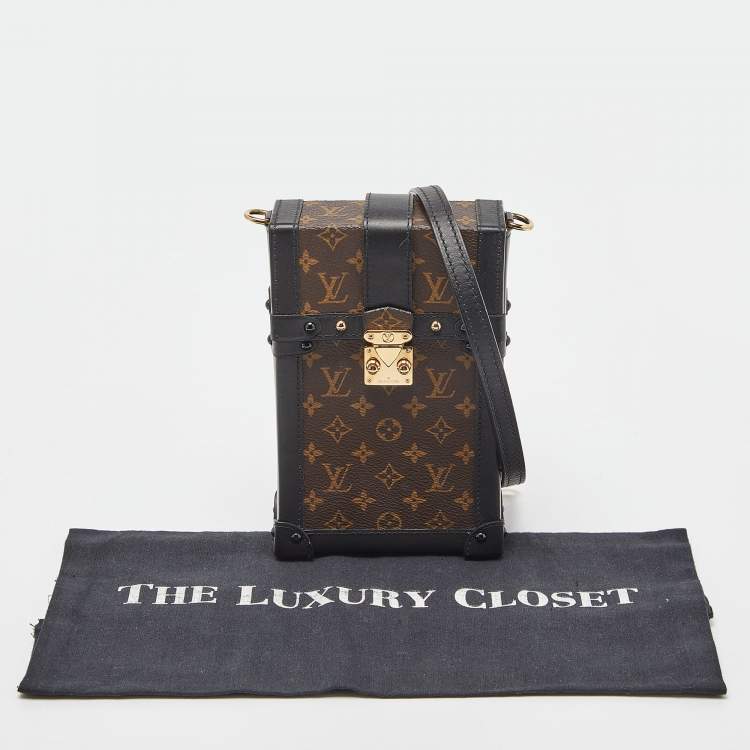 Pre Owned Louis Vuitton Brown/Black Monogram Canvas Pochette Trunk Vertical Bag