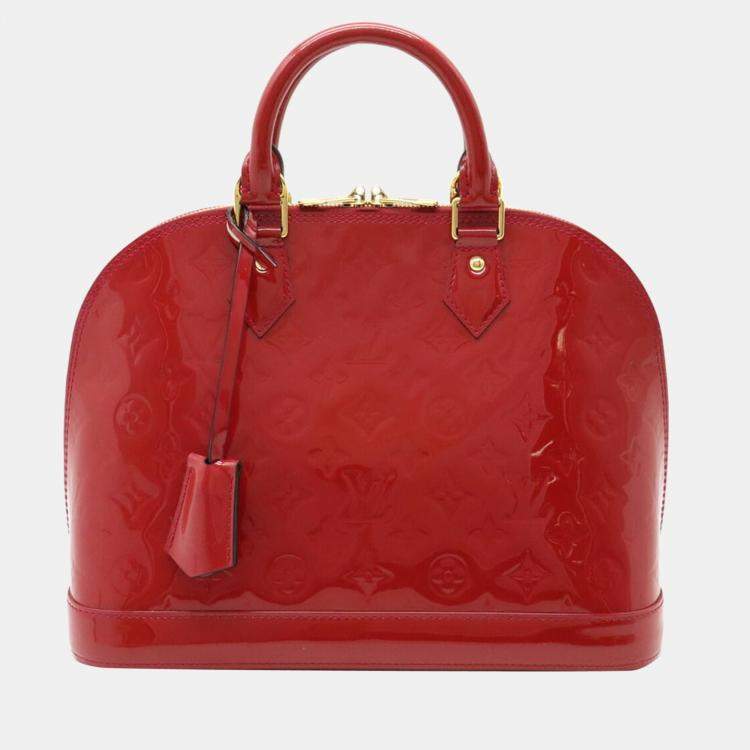 Louis Vuitton Red Monogram Vernis Alma PM Top Handle Bag Louis