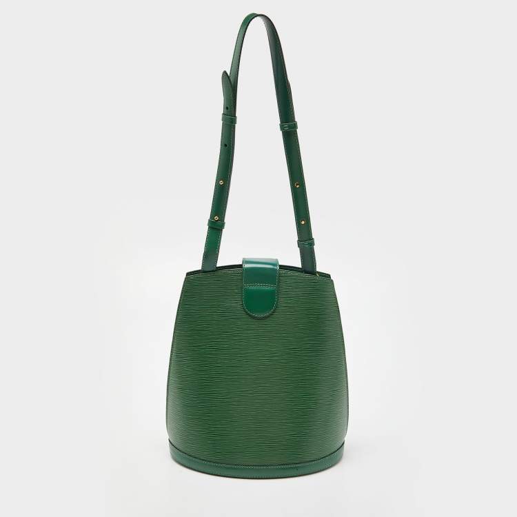 Pre Owned Louis Vuitton Borneo Green Epi Leather Cluny Bag