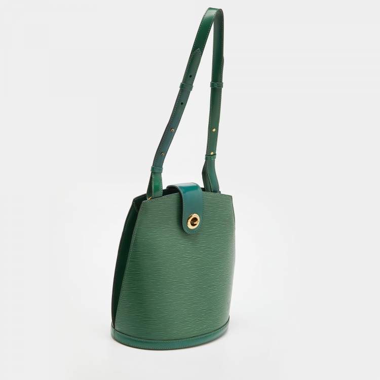 Pre Owned Louis Vuitton Borneo Green Epi Leather Cluny Bag