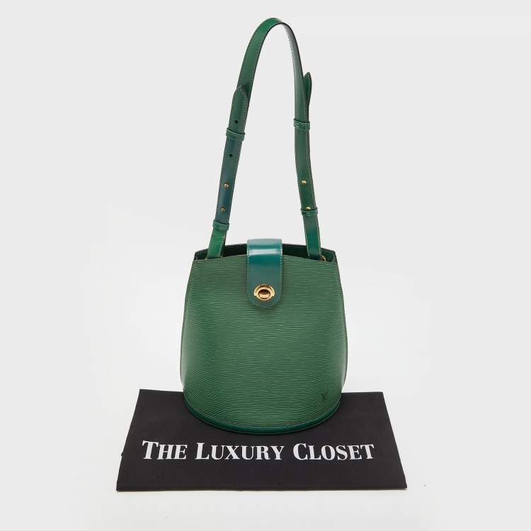 Pre Owned Louis Vuitton Borneo Green Epi Leather Cluny Bag