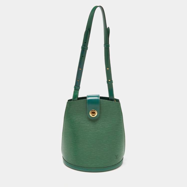 Pre Owned Louis Vuitton Borneo Green Epi Leather Cluny Bag