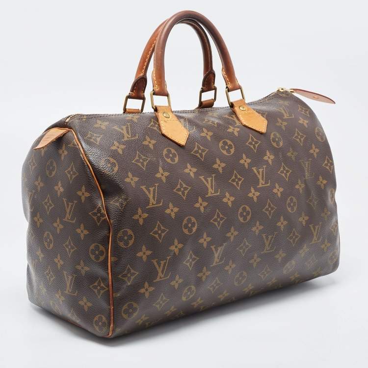Pre Owned Louis Vuitton Brown Canvas Monogram Speedy 35 Handbag