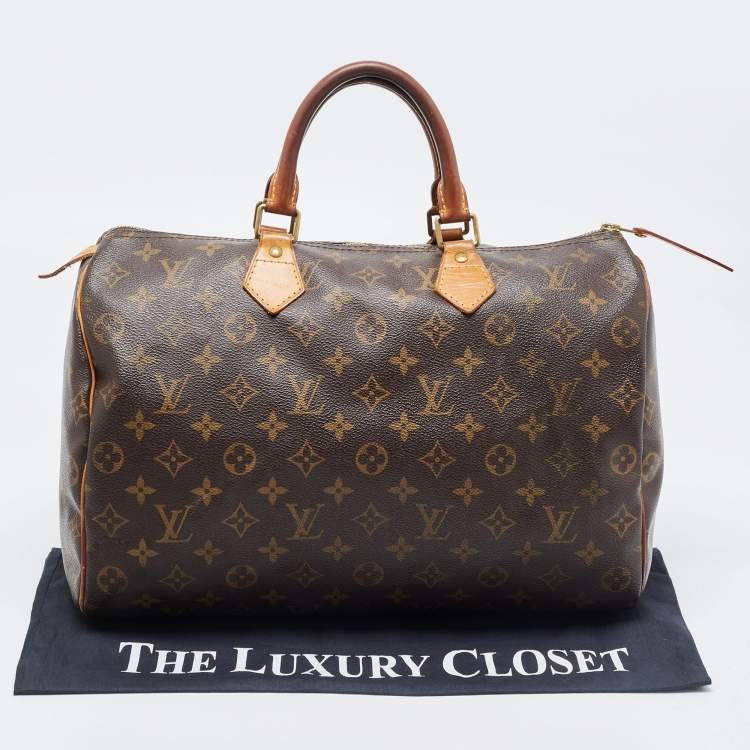 Pre Owned Louis Vuitton Brown Canvas Monogram Speedy 35 Handbag