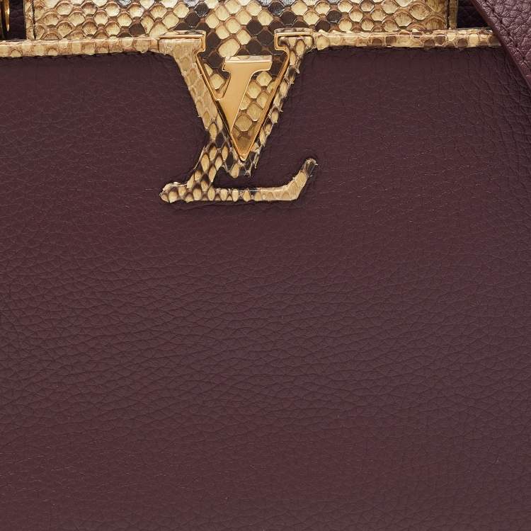 Pre Owned Louis Vuitton Flamme Taurillon Leather and Python Capucines BB Bag