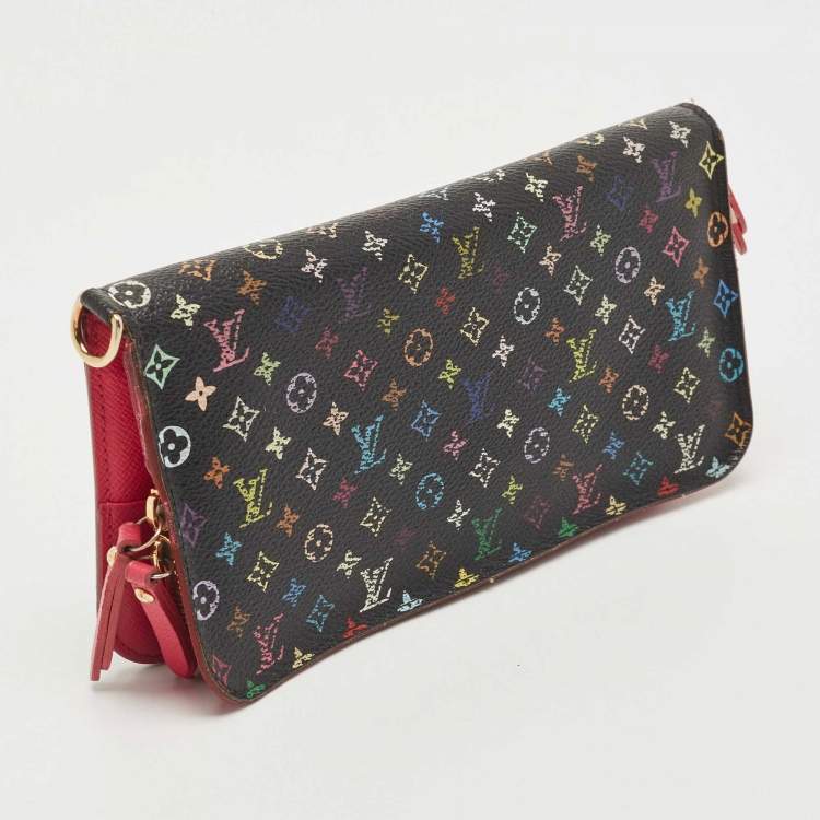 Pre Owned Louis Vuitton Black Monogram Multicolore Canvas Insolite Pistache Wallet