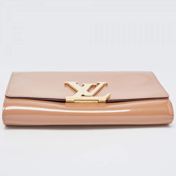 Pre Owned Louis Vuitton Beige Patent Leather Louise Clutch