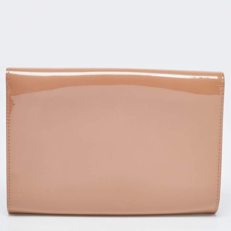 Pre Owned Louis Vuitton Beige Patent Leather Louise Clutch