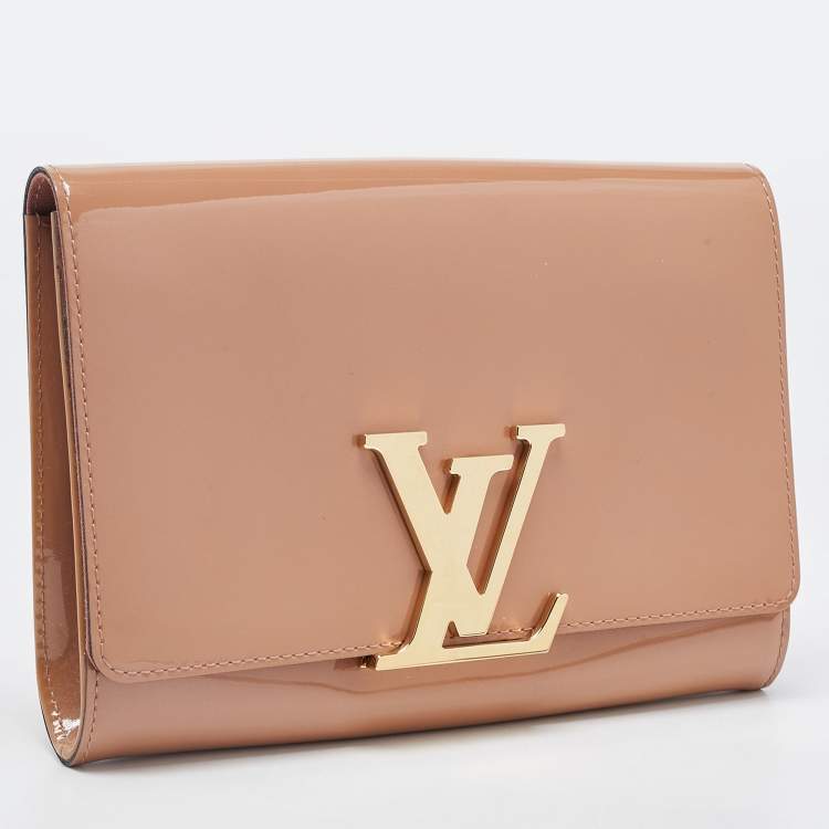 Pre Owned Louis Vuitton Beige Patent Leather Louise Clutch
