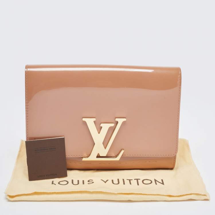 Pre Owned Louis Vuitton Beige Patent Leather Louise Clutch