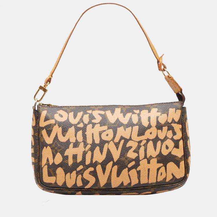 Vintage Louis Vuitton Brown Leather and Printed Canvas Designer Handbag or  Purse
