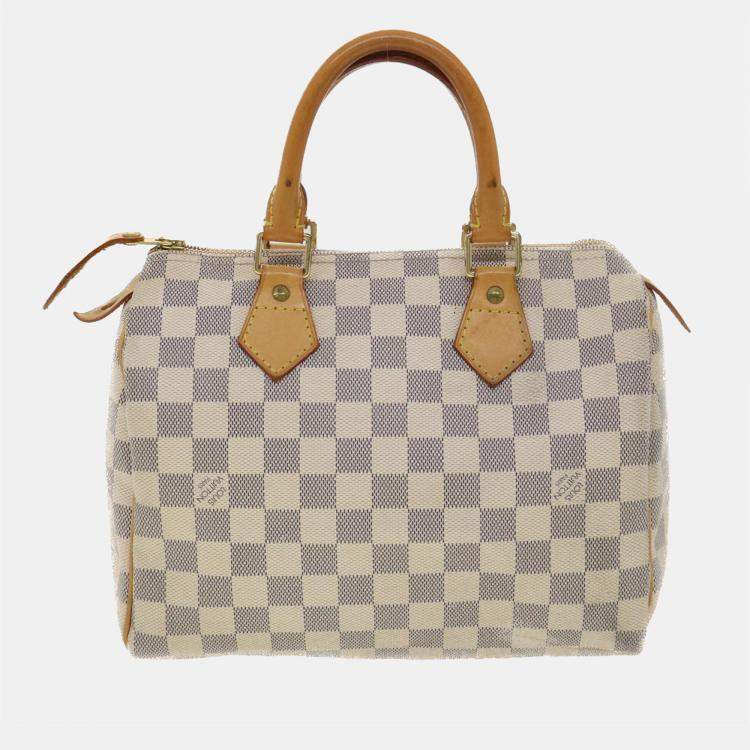 Authentic LOUIS VUITTON Speedy 30 Damier Azur White Hand Bag Purse