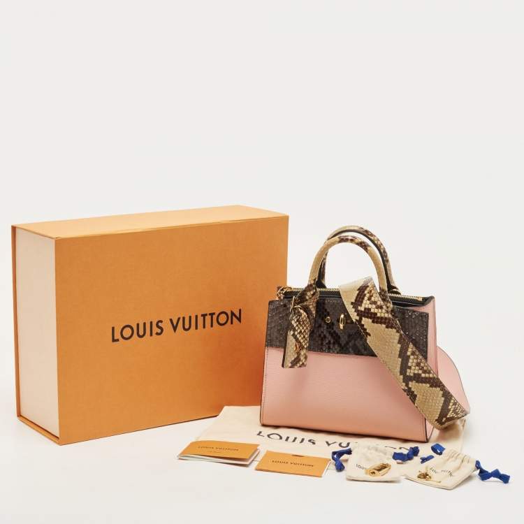 Pre Owned Louis Vuitton Pink/Cream Taurillon Leather and Python City Steamer Mini Bag