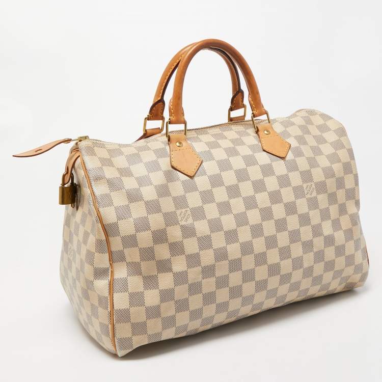 Pre Owned Louis Vuitton Damier Azure Canvas Speedy 35 Bag