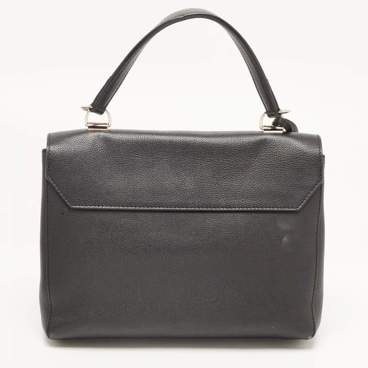 Pre Owned Louis Vuitton Black Leather Lockme II Top Handle Bag