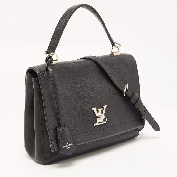 Pre Owned Louis Vuitton Black Leather Lockme II Top Handle Bag