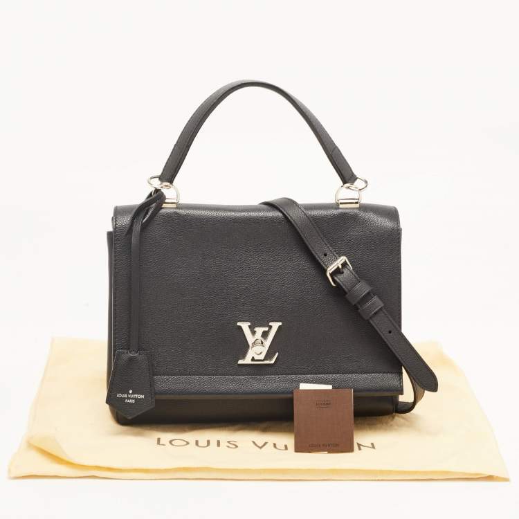 Pre Owned Louis Vuitton Black Leather Lockme II Top Handle Bag