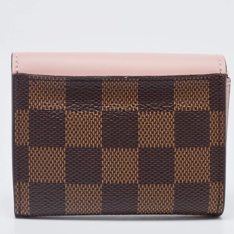 Pre Owned Louis Vuitton Rose Ballerine Damier Ebene Zoe Wallet