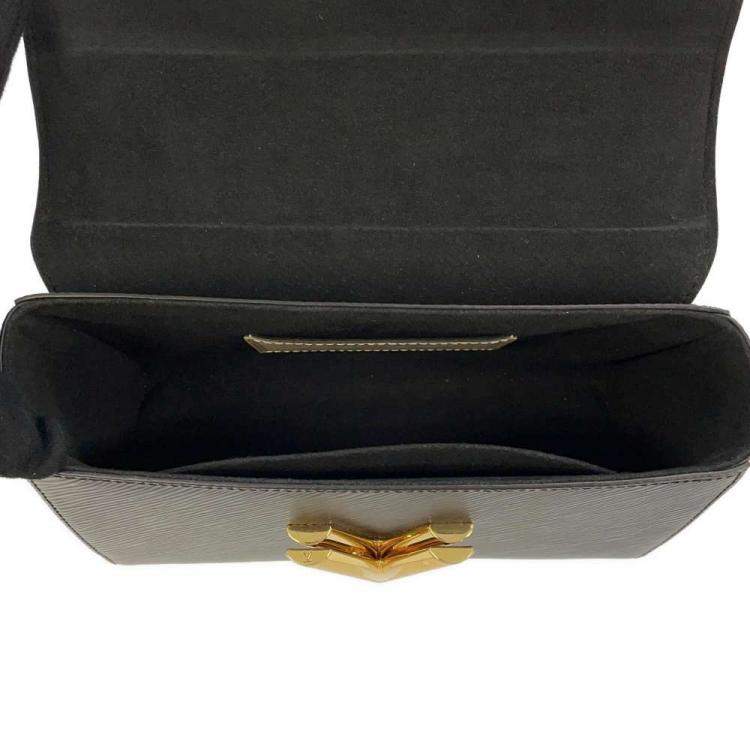 Pre Owned Louis Vuitton Black Leather Twist MM Shoulder Bag