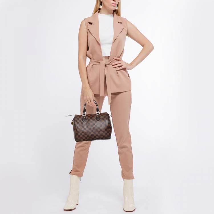 Pre Owned Louis Vuitton Damier Ebene Canvas Speedy 25 Bag