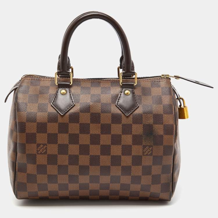Pre Owned Louis Vuitton Damier Ebene Canvas Speedy 25 Bag