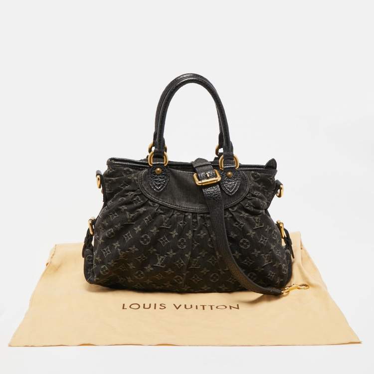 Pre Owned Louis Vuitton Black Monogram Denim Neo Cabby MM Bag