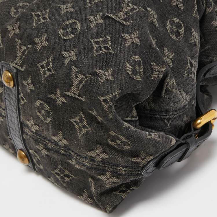 Pre Owned Louis Vuitton Black Monogram Denim Neo Cabby MM Bag