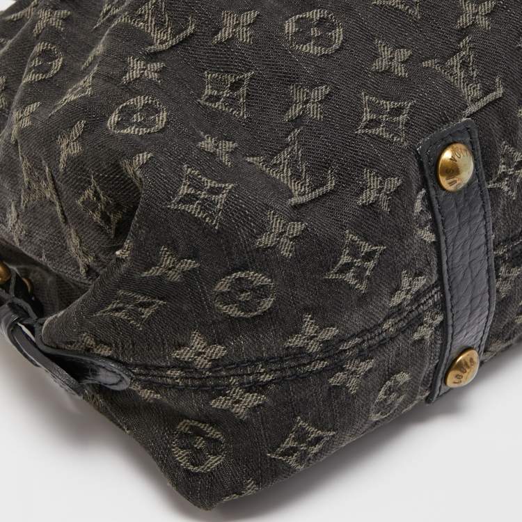 Pre Owned Louis Vuitton Black Monogram Denim Neo Cabby MM Bag