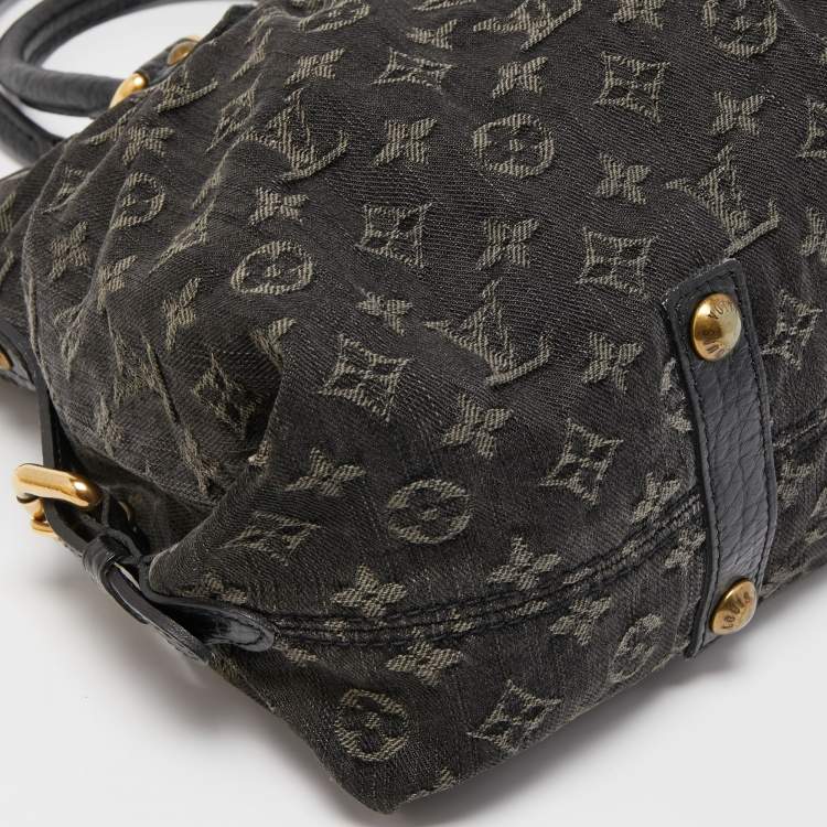 Pre Owned Louis Vuitton Black Monogram Denim Neo Cabby MM Bag