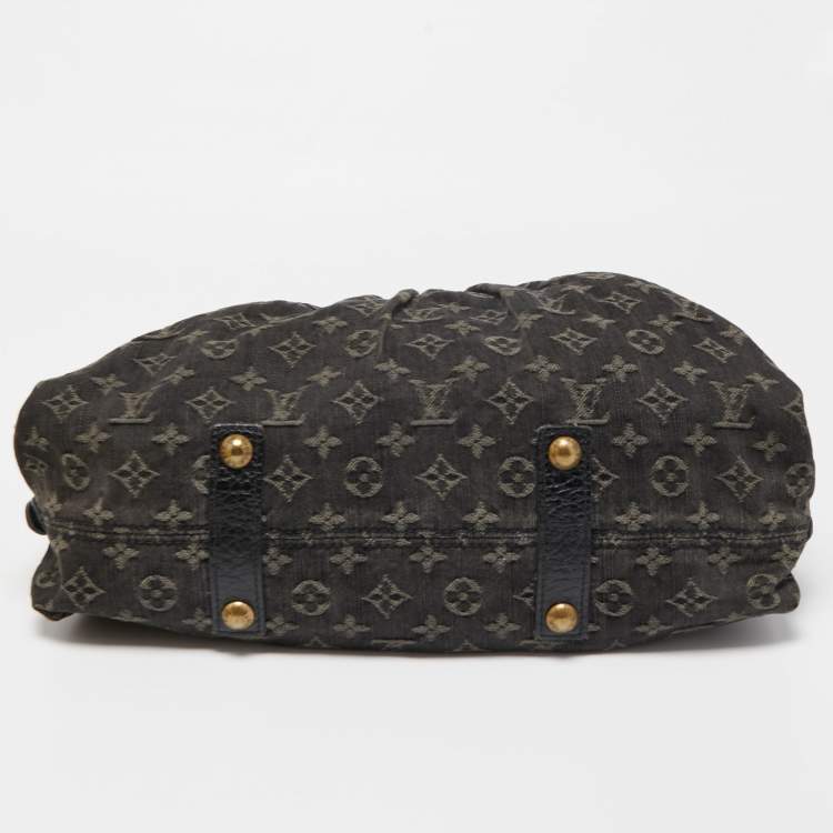 Pre Owned Louis Vuitton Black Monogram Denim Neo Cabby MM Bag