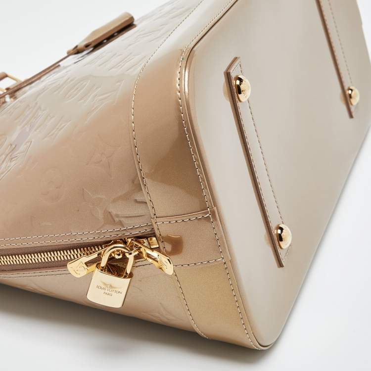Pre Owned Louis Vuitton Beige Poudre Monogram Vernis Alma GM Bag