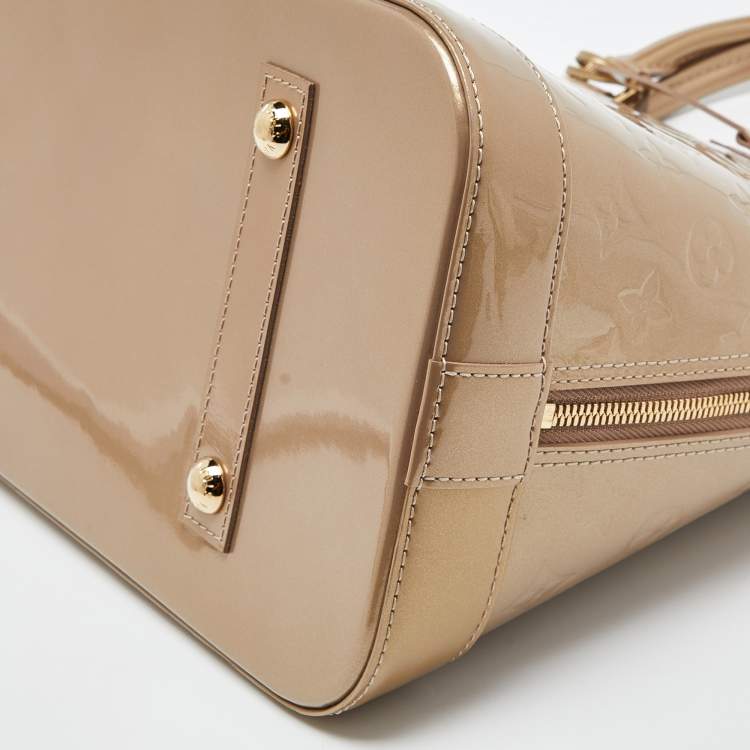Pre Owned Louis Vuitton Beige Poudre Monogram Vernis Alma GM Bag
