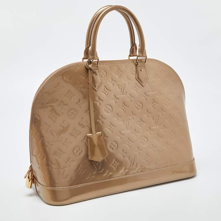 Pre Owned Louis Vuitton Beige Poudre Monogram Vernis Alma GM Bag