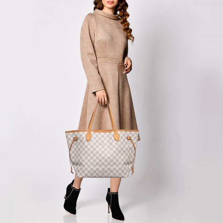 Louis Vuitton - Neverfull mm - Damier Azur Canvas - Beige - Women - Handbag - Luxury