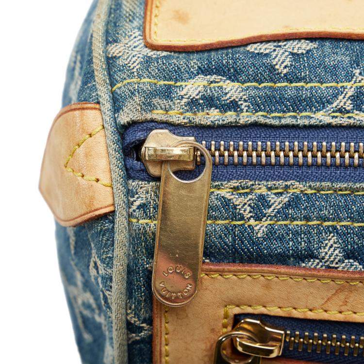 Pre Owned Louis Vuitton Blue Monogram Denim Neo Speedy 30
