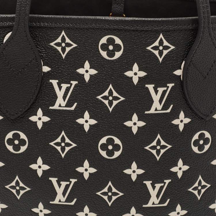 Pre Owned Louis Vuitton Black/White Monogram Empreinte Leather Neverfull MM Bag