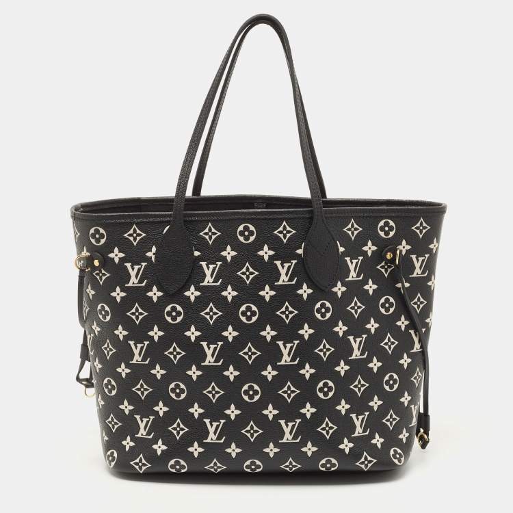 Louis Vuitton Neverfull MM Black/White in Cowhide Leather with Gold-tone -  GB