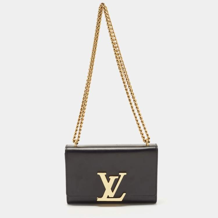 Authentic Louis Vuitton black gold chain clutch bag