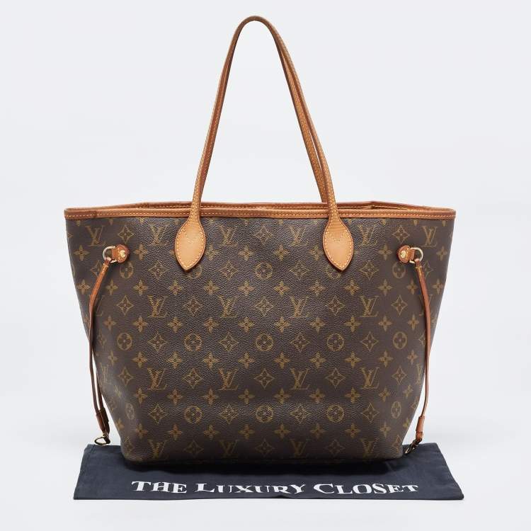 Pre Owned Louis Vuitton Brown Monogram Canvas Neverfull MM Tote Bag