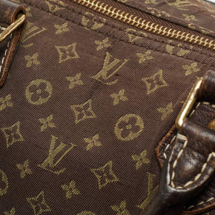 Pre Owned Louis Vuitton Fusain Monogram Mini Lin Canvas Speedy 30 Bag